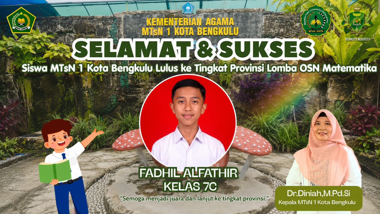 MTsN 1 Kota Bengkulu Kembali Berprestasi, Fadhil Alfathir Lolos OSN Matematika Tingkat Provinsi