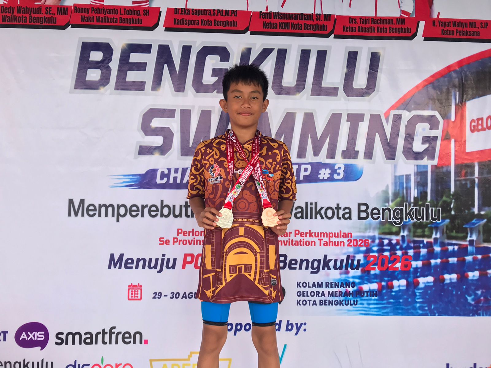 Gemilang di Kolam Renang, Leon Khaisar Fitrah Siswa MTsN 1 Kota Bengkulu Raih Dua Podium Piala Wali Kota