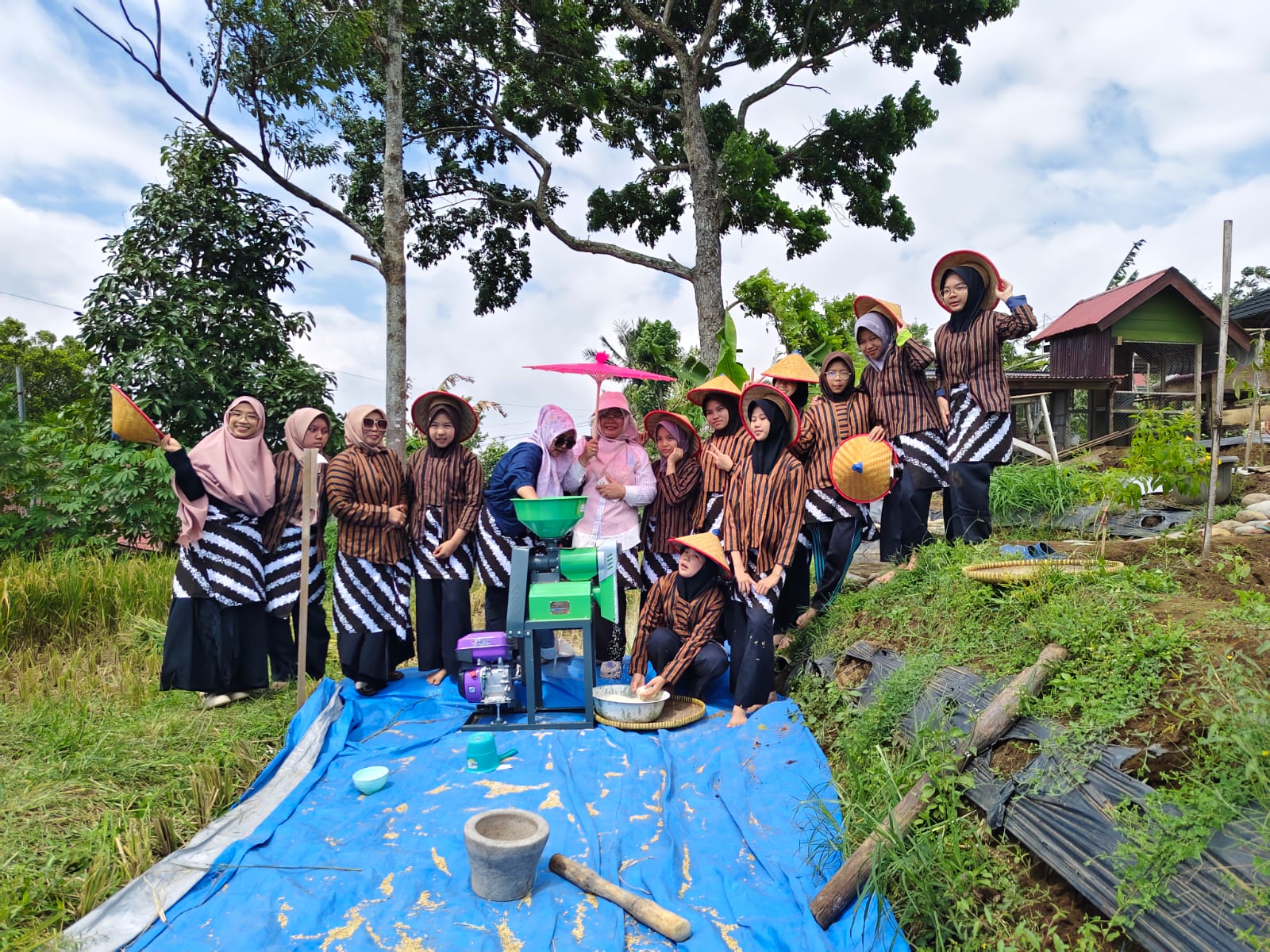 Outing Class di Villa Atifa, Siswa Boarding MTsN 1 Kota Bengkulu Belajar Panen Padi dan Ekoenzim
